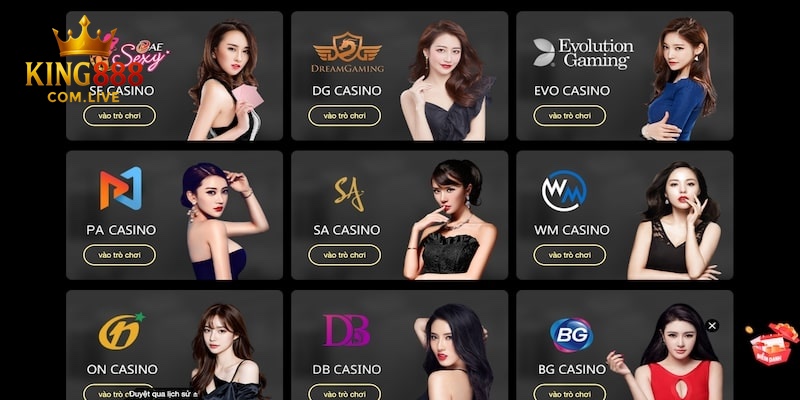 Nhiều sảnh casino đẳng cấp trên nhà cái King88